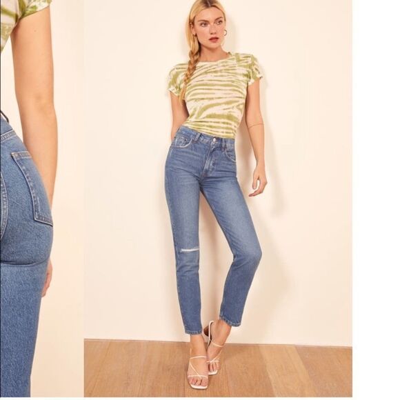 Reformation Julia High Waisted Cigarette Jeans Sonoma Destroyed color size 27 - Picture 4 of 12